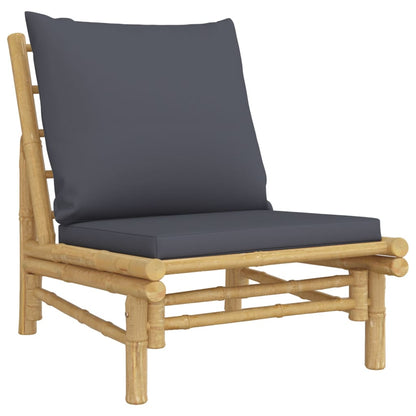 vidaXL Salon de jardin 4 pcs avec coussins gris foncé Bambou