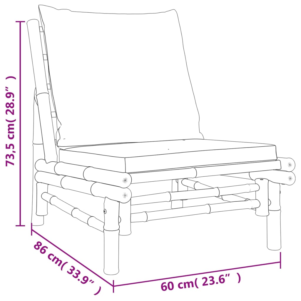 vidaXL Salon de jardin 4 pcs avec coussins gris foncé Bambou