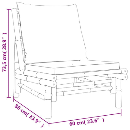 vidaXL Salon de jardin 4 pcs avec coussins gris foncé Bambou