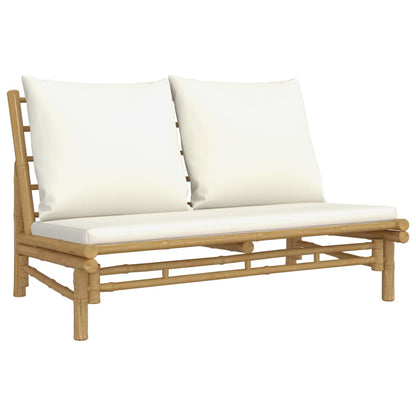vidaXL Ensemble de salon de jardin 4 pcs avec coussins crème Bambou