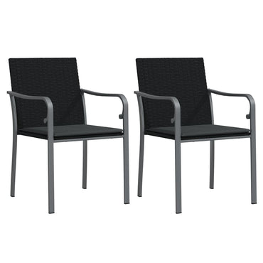 vidaXL Chaises de jardin avec coussins 2 pcs Noir 56x59x84 cm Résine tressée