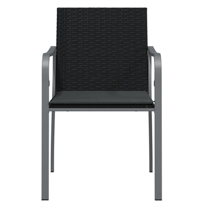 vidaXL Chaises de jardin avec coussins 2 pcs Noir 56x59x84 cm Résine tressée