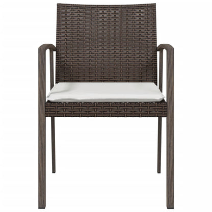 vidaXL Gartenstühle mit Kissen 2 Stk. Braun 56,5x57x83 cm Poly Rattan