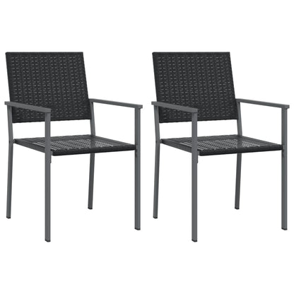vidaXL Gartenstühle 2 Stk. Schwarz 54x62,5x89 cm Poly Rattan