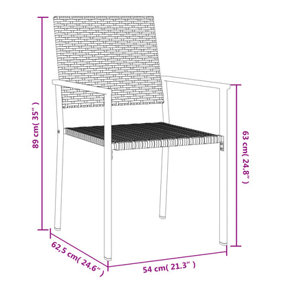 vidaXL Gartenstühle 2 Stk. Schwarz 54x62,5x89 cm Poly Rattan