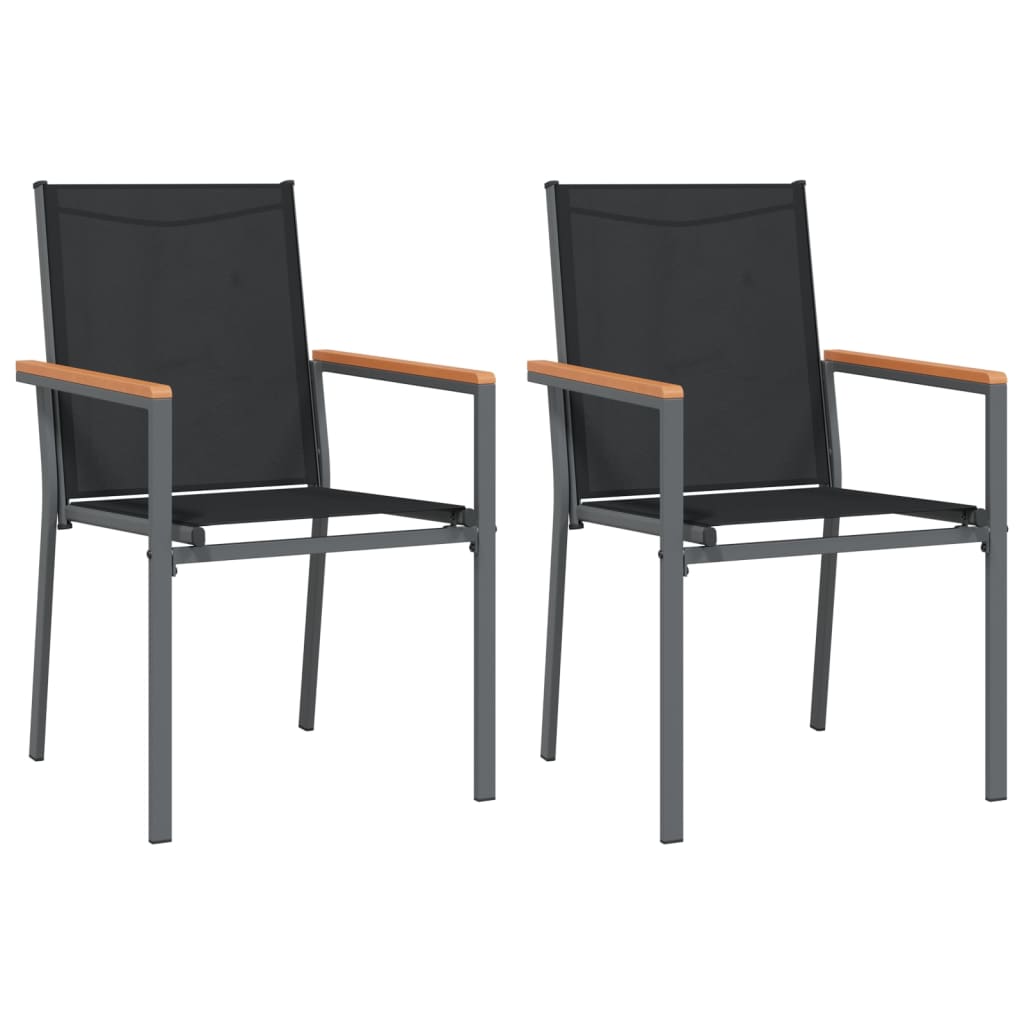 vidaXL Chaises de jardin 2 pcs Noir 55x61,5x90 cm Textilène et acier