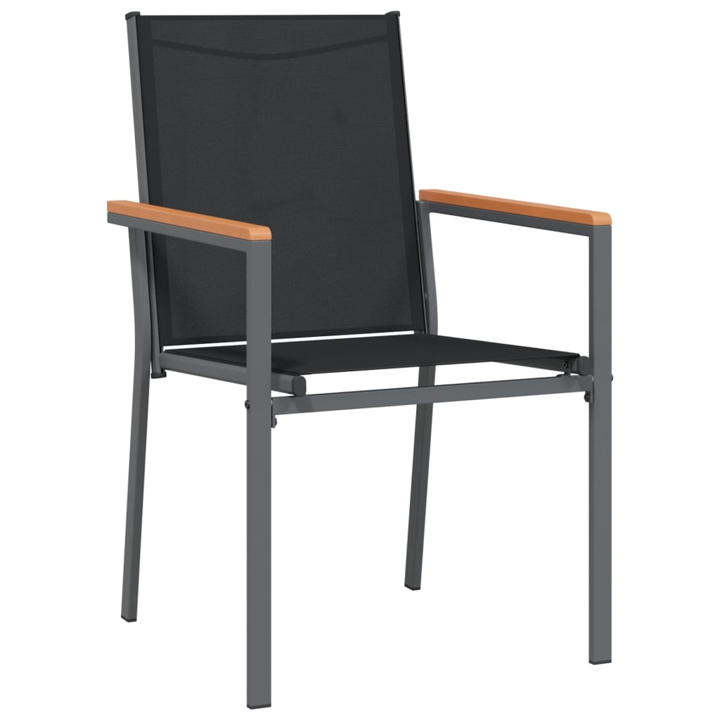 vidaXL Chaises de jardin 2 pcs Noir 55x61,5x90 cm Textilène et acier