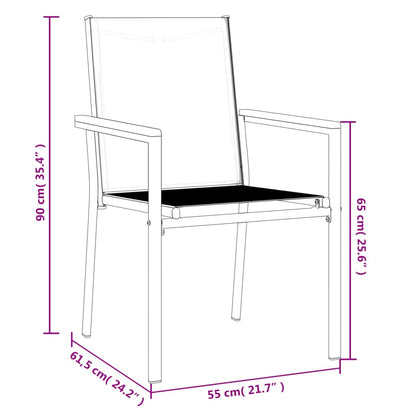 vidaXL Chaises de jardin 2 pcs Noir 55x61,5x90 cm Textilène et acier