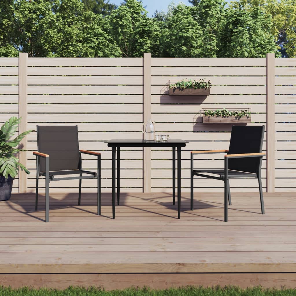 vidaXL Chaises de jardin 2 pcs Noir 55x61,5x90 cm Textilène et acier