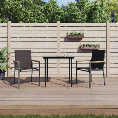 vidaXL Chaises de jardin 2 pcs Noir 55x61,5x90 cm Textilène et acier