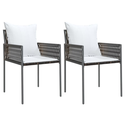 vidaXL Chaises de jardin avec coussins 2 pcs Marron 54x61x83 cm Résine tressée
