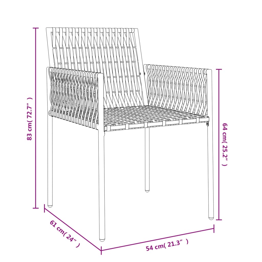 vidaXL Chaises de jardin avec coussins 2 pcs Marron 54x61x83 cm Résine tressée