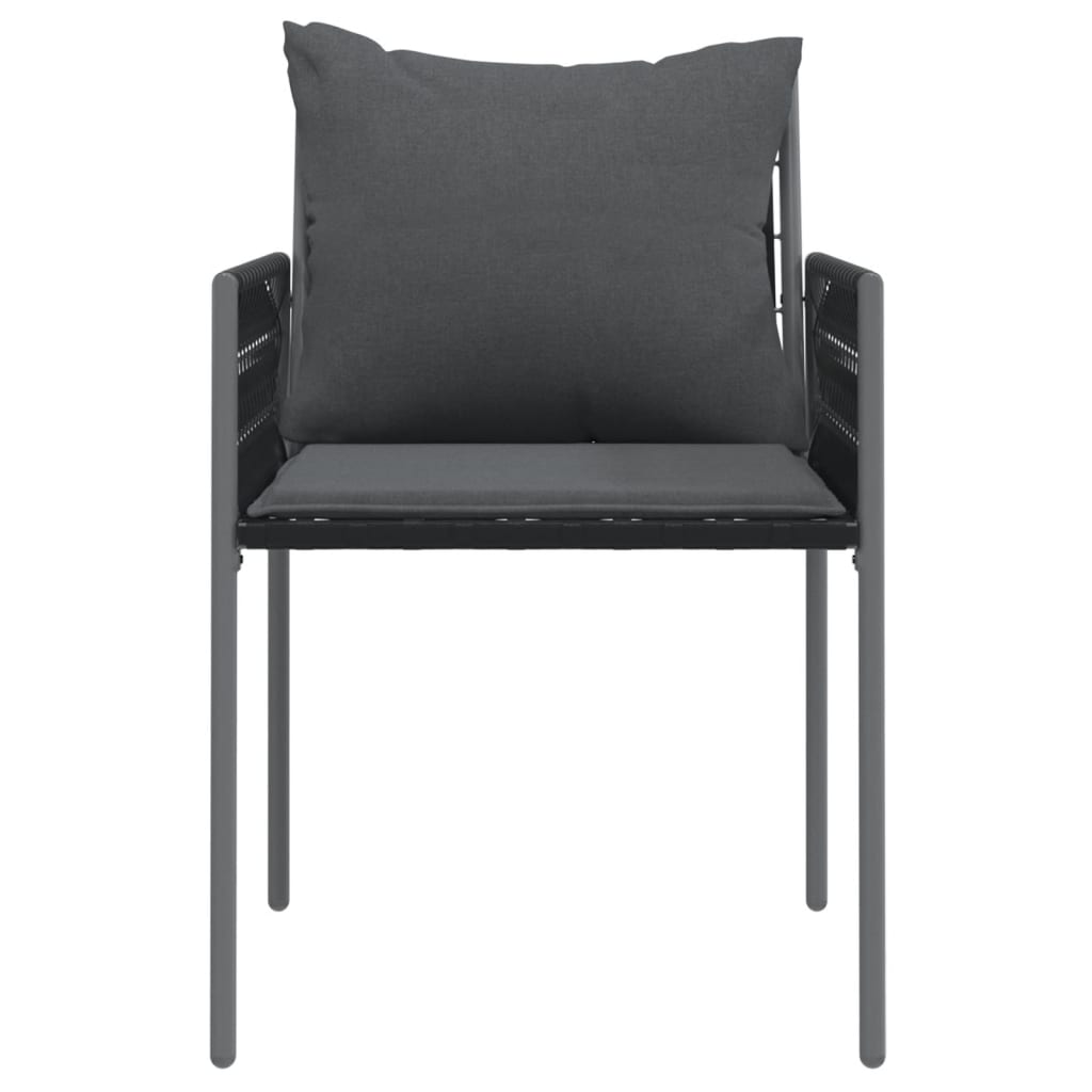 vidaXL Gartenstühle mit Kissen 2 Stk. Schwarz 54x61x83 cm Poly Rattan
