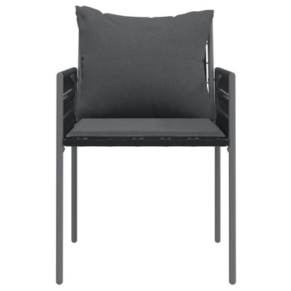 vidaXL Gartenstühle mit Kissen 2 Stk. Schwarz 54x61x83 cm Poly Rattan