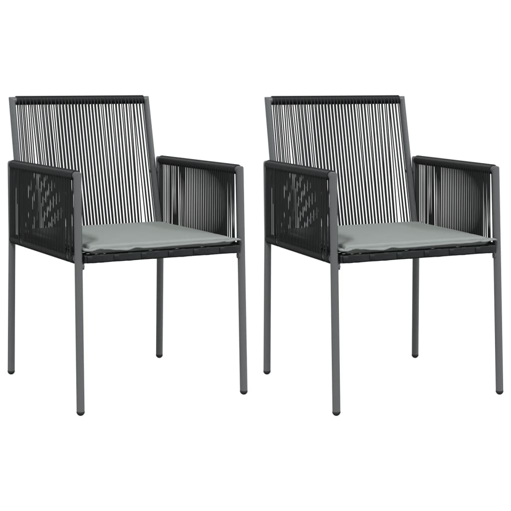 vidaXL Chaises de jardin avec coussins 2 pcs Noir 54x60,5x83,5 cm