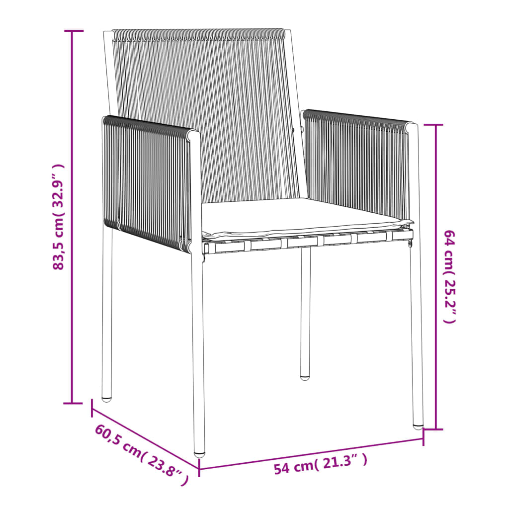 vidaXL Chaises de jardin avec coussins 2 pcs Noir 54x60,5x83,5 cm