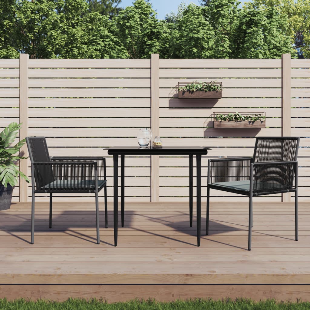 vidaXL Chaises de jardin avec coussins 2 pcs Noir 54x60,5x83,5 cm