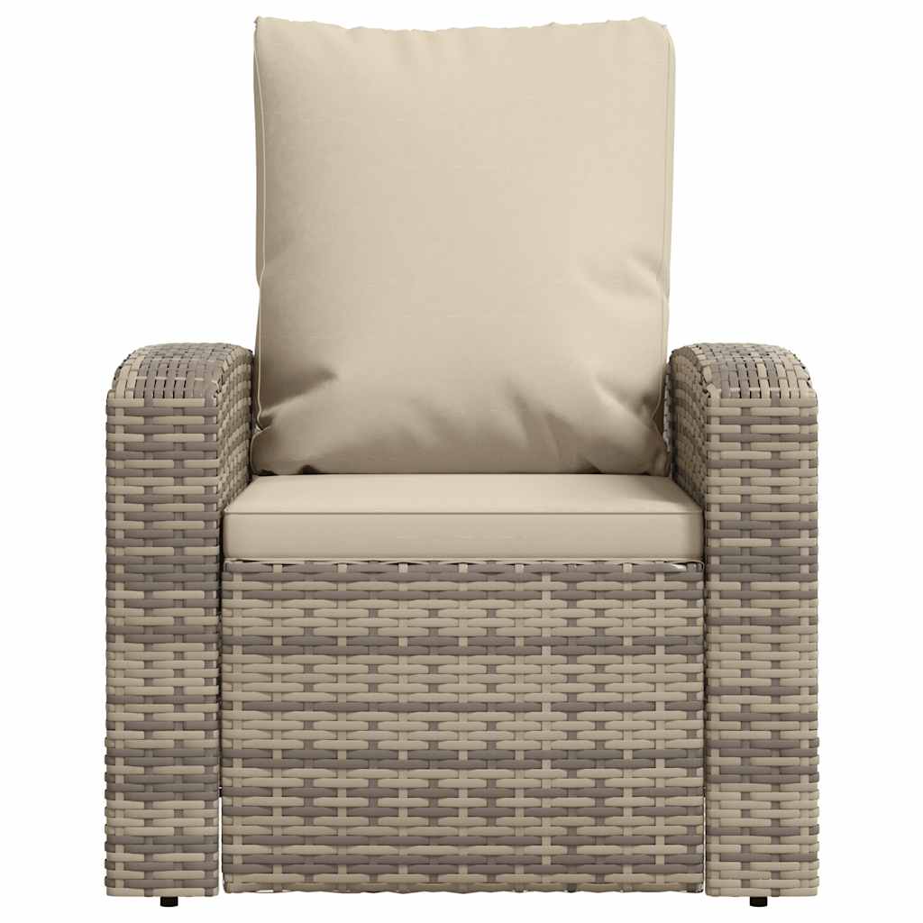 vidaXL Fauteuil de jardin réglable avec coussin Marron clair Résine tressée