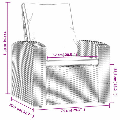 vidaXL Fauteuil de jardin réglable avec coussin Marron clair Résine tressée