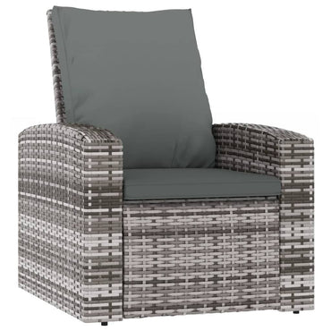 vidaXL Fauteuil de jardin réglable avec coussin gris en résine tressée