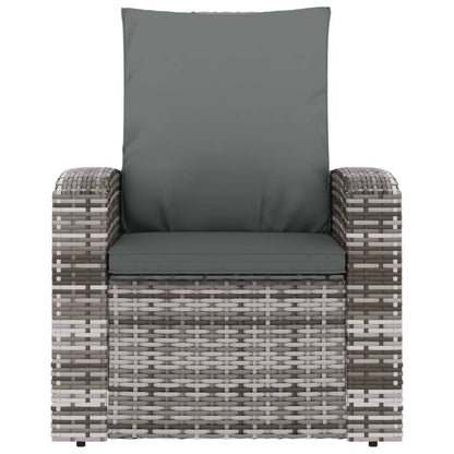 vidaXL Gartensessel Verstellbar mit Kissen Grau Poly Rattan