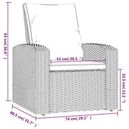 vidaXL Gartensessel Verstellbar mit Kissen Grau Poly Rattan