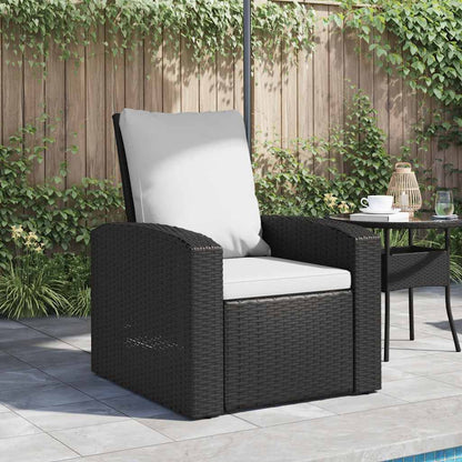 vidaXL Fauteuil de jardin réglable avec coussin noir résine tressée