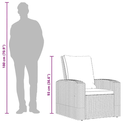 vidaXL Fauteuil de jardin réglable avec coussin noir résine tressée