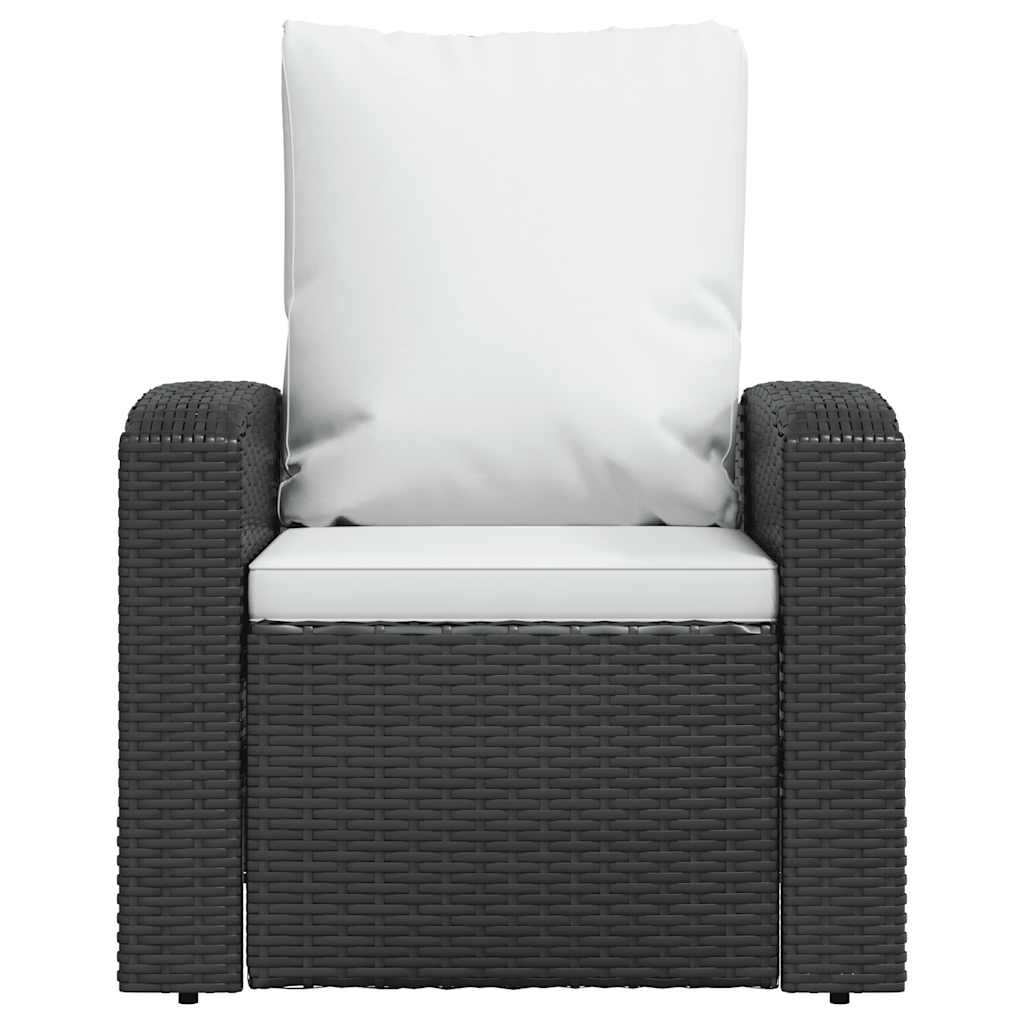 vidaXL Fauteuil de jardin réglable avec coussin noir résine tressée