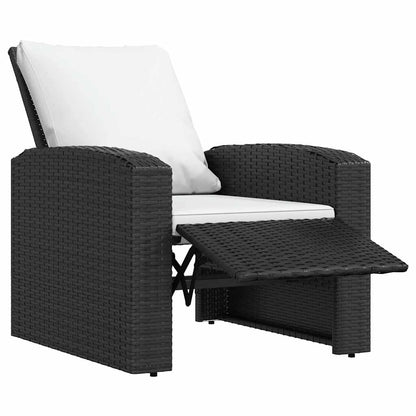 vidaXL Fauteuil de jardin réglable avec coussin noir résine tressée