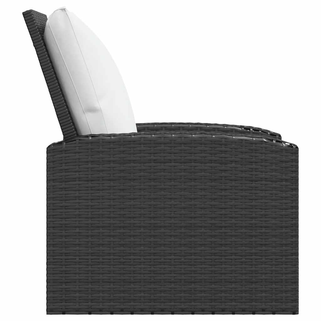 vidaXL Fauteuil de jardin réglable avec coussin noir résine tressée
