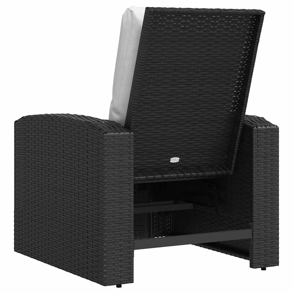 vidaXL Fauteuil de jardin réglable avec coussin noir résine tressée