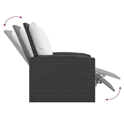 vidaXL Fauteuil de jardin réglable avec coussin noir résine tressée