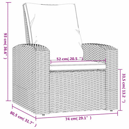 vidaXL Fauteuil de jardin réglable avec coussin noir résine tressée