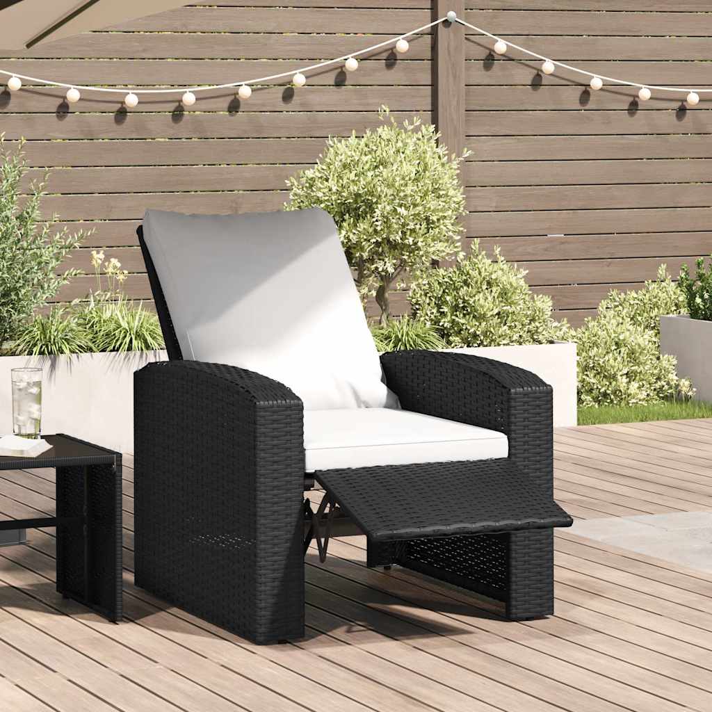 vidaXL Fauteuil de jardin réglable avec coussin noir résine tressée