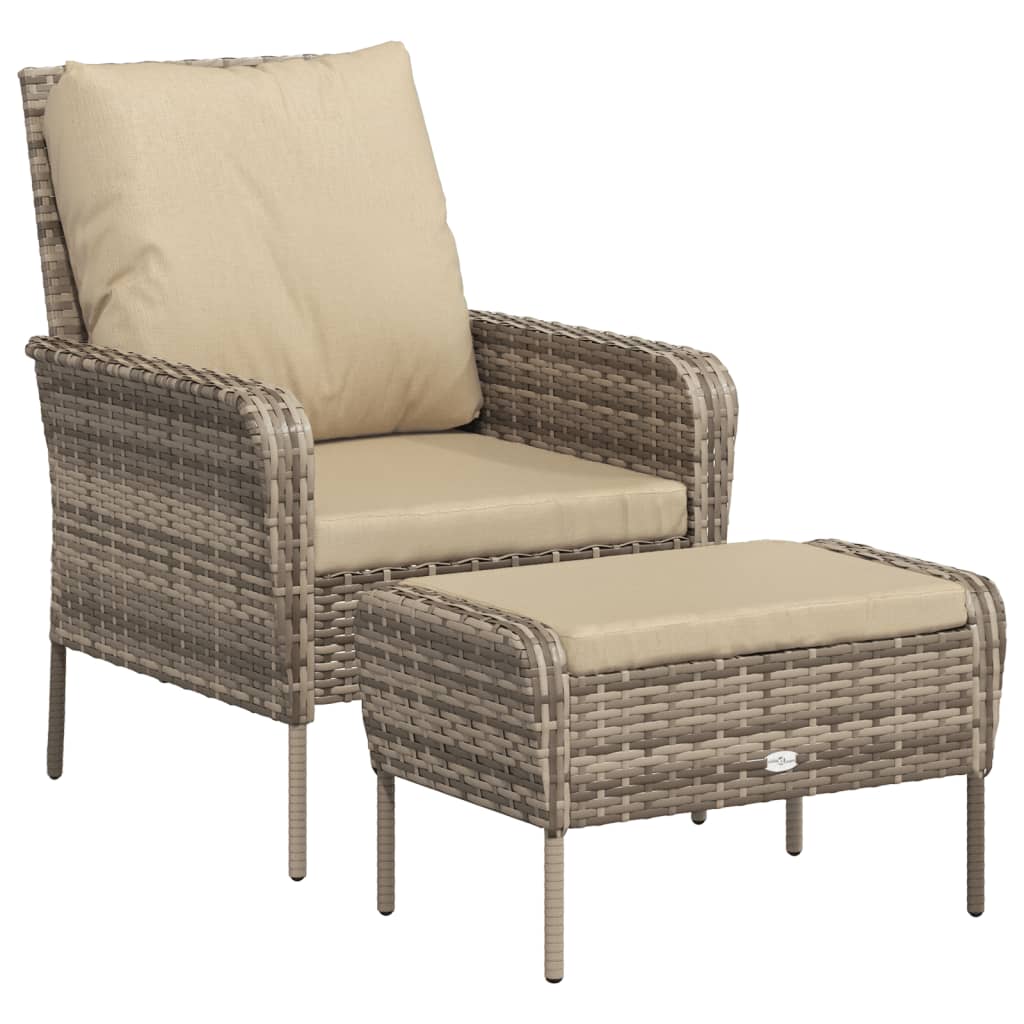 vidaXL Gartenstuhl mit Fußhocker Hellbraun Poly Rattan