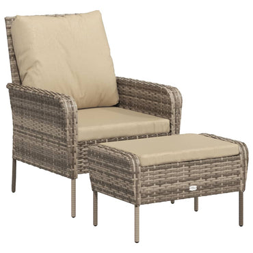 vidaXL Gartenstuhl mit Fußhocker Hellbraun Poly Rattan