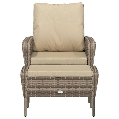 vidaXL Gartenstuhl mit Fußhocker Hellbraun Poly Rattan