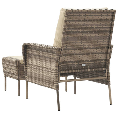 vidaXL Gartenstuhl mit Fußhocker Hellbraun Poly Rattan