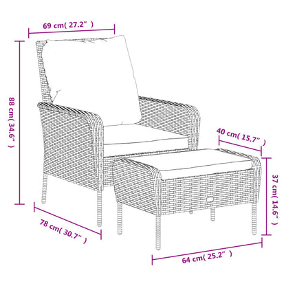vidaXL Gartenstuhl mit Fußhocker Hellbraun Poly Rattan