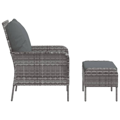 vidaXL Gartenstuhl mit Fußhocker Grau Poly Rattan