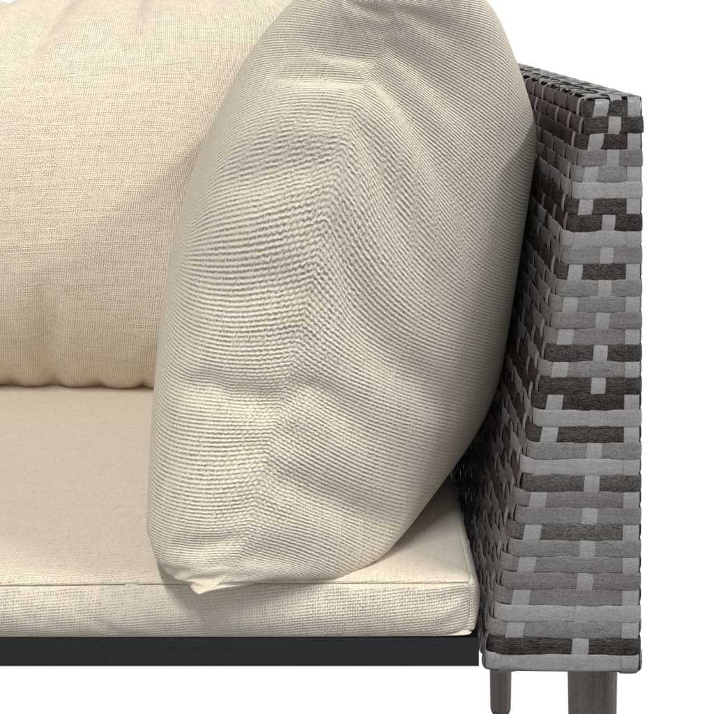 vidaXL Garten-Ecksofas mit Kissen 2 Stk. Grau Poly Rattan