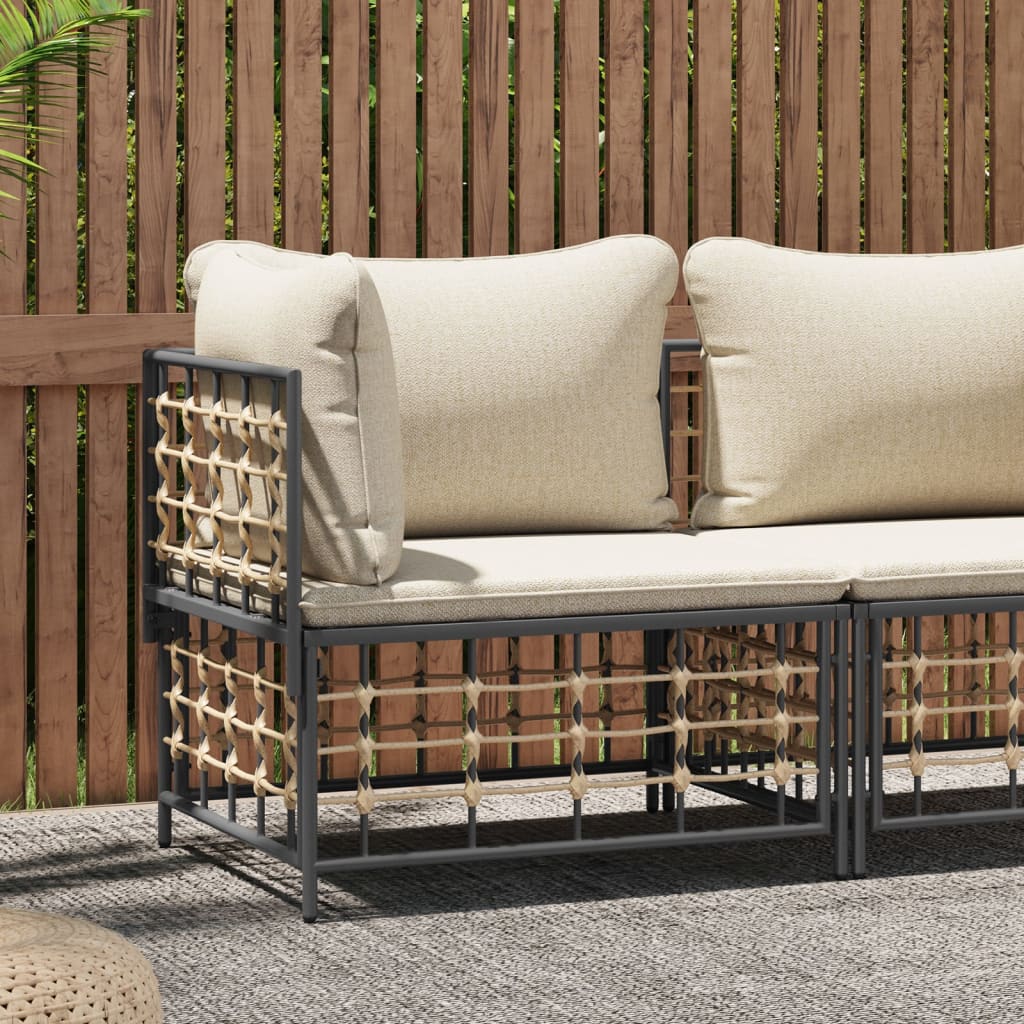 vidaXL Canapé d'angle de jardin avec coussins beiges en résine tressée