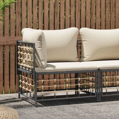 vidaXL Canapé d'angle de jardin avec coussins beiges en résine tressée