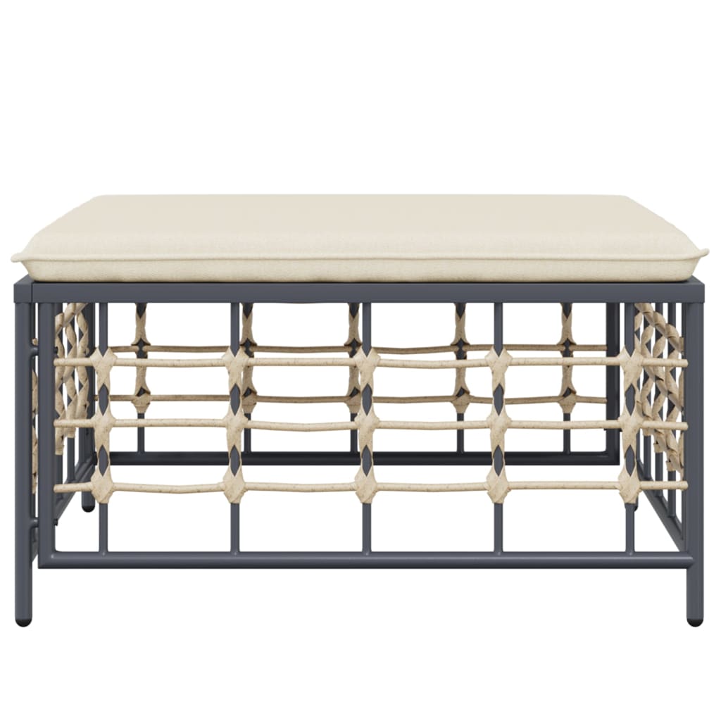 vidaXL Tabouret de jardin avec coussin beige en résine tressée