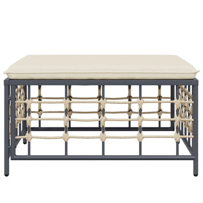 vidaXL Tabouret de jardin avec coussin beige en résine tressée