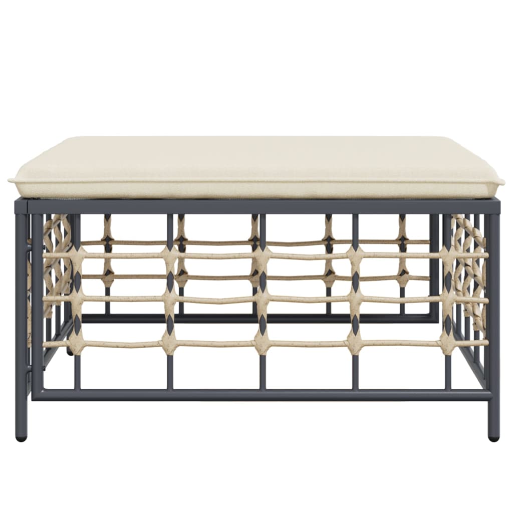 vidaXL Tabouret de jardin avec coussin beige en résine tressée