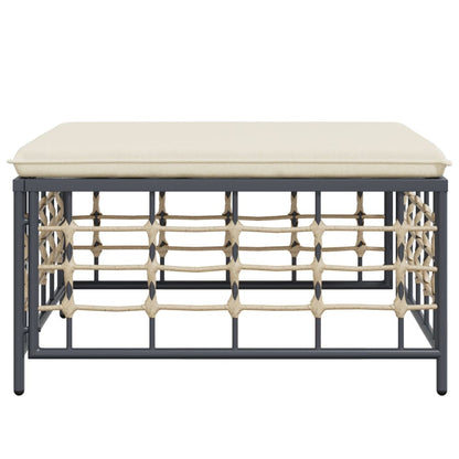 vidaXL Tabouret de jardin avec coussin beige en résine tressée