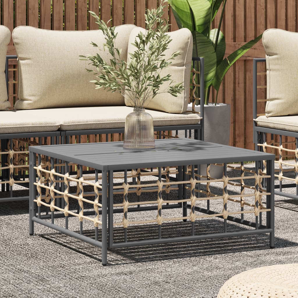 vidaXL Table de jardin anthracite 70x70x34 cm en poly rotin