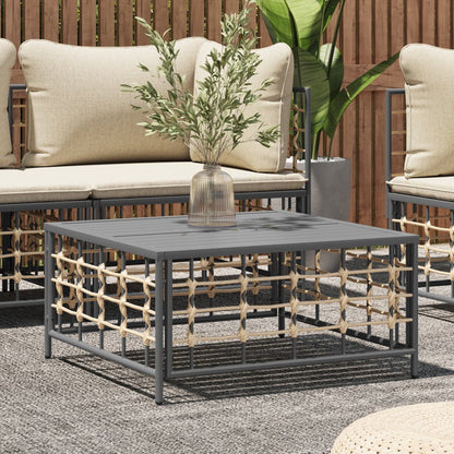 vidaXL Table de jardin anthracite 70x70x34 cm en poly rotin